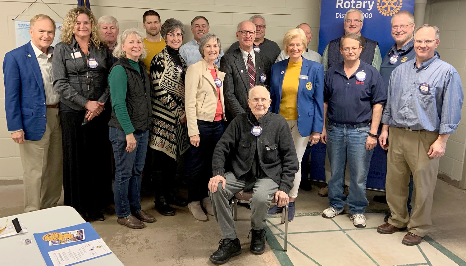 Rotary Club District Governor Erna Morain, at center in photos, visited the Kalona club (top photo) on Oct. 29 and the Wellman Club (bottom photo) on Oct. 30.